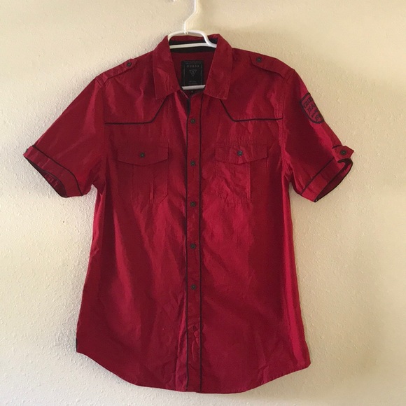 guess men's button down shirts